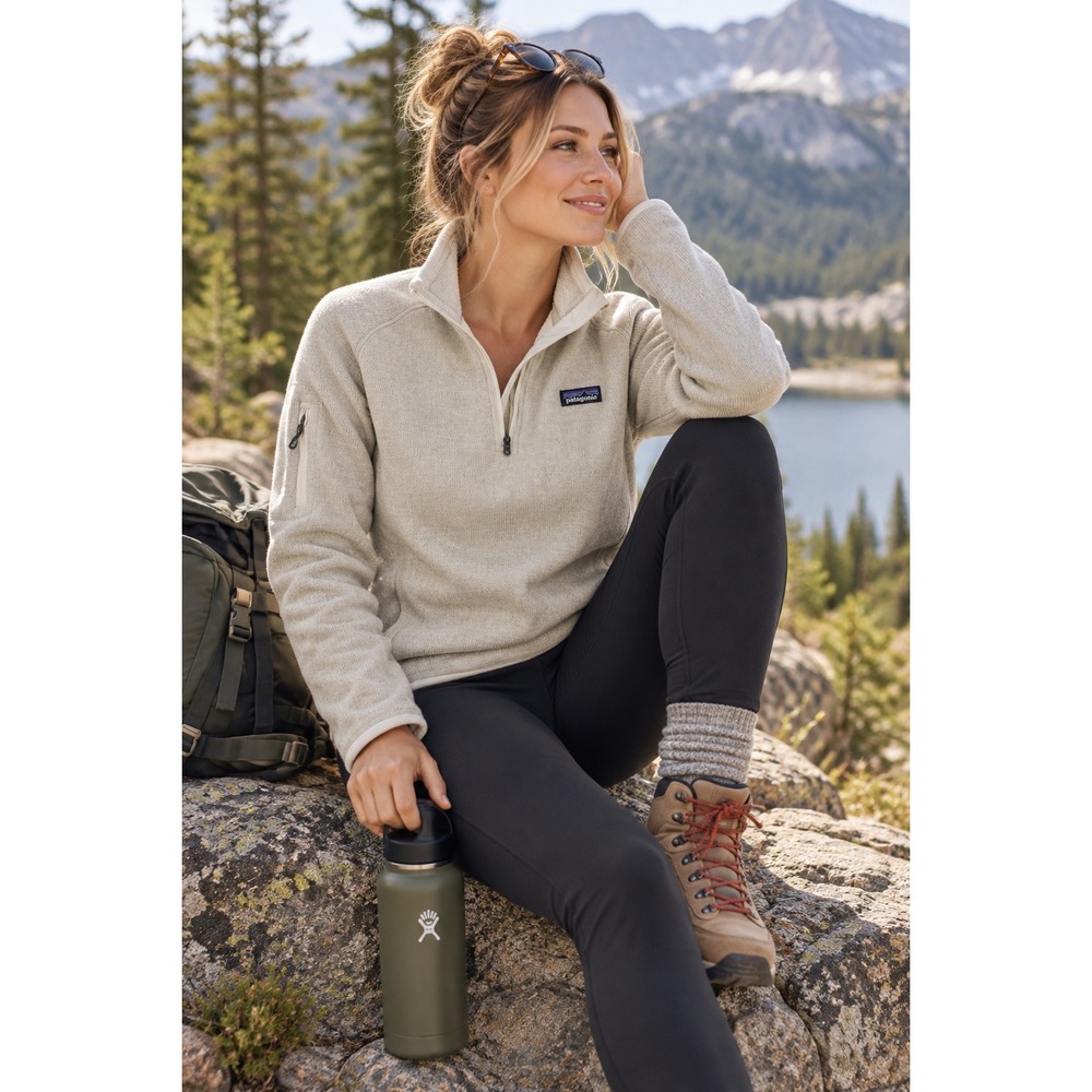 Patagonia Women's Better Sweater 1/4 Zip Fleece Pullover Oatmeal Heather Medium
